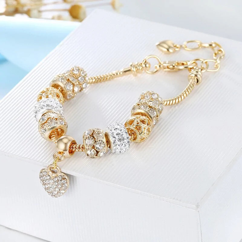 Cubic Charm Gold Heart Bracelets For Women