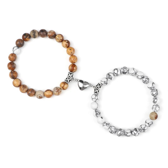 2-Piece Natural Stone Bead Bracelet Set