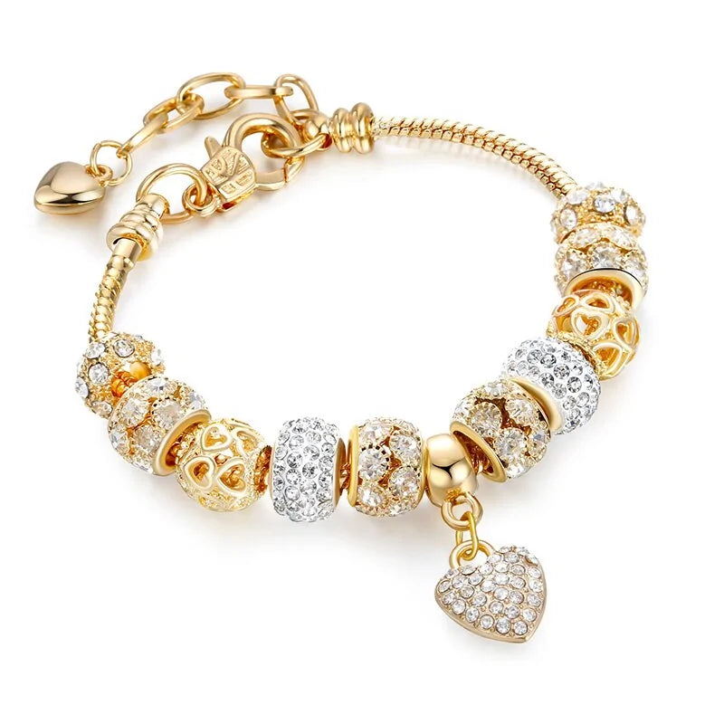 Cubic Charm Gold Heart Bracelets For Women